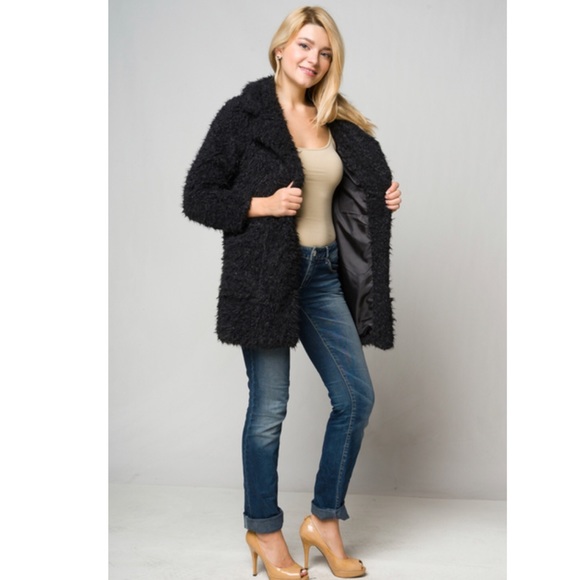Last One! Teddy Bear Faux Fur Fuzzy Jacket Coat - Picture 3 of 5